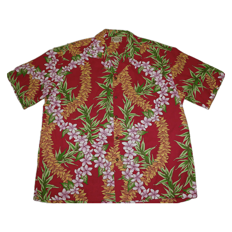 loud red floral shirt